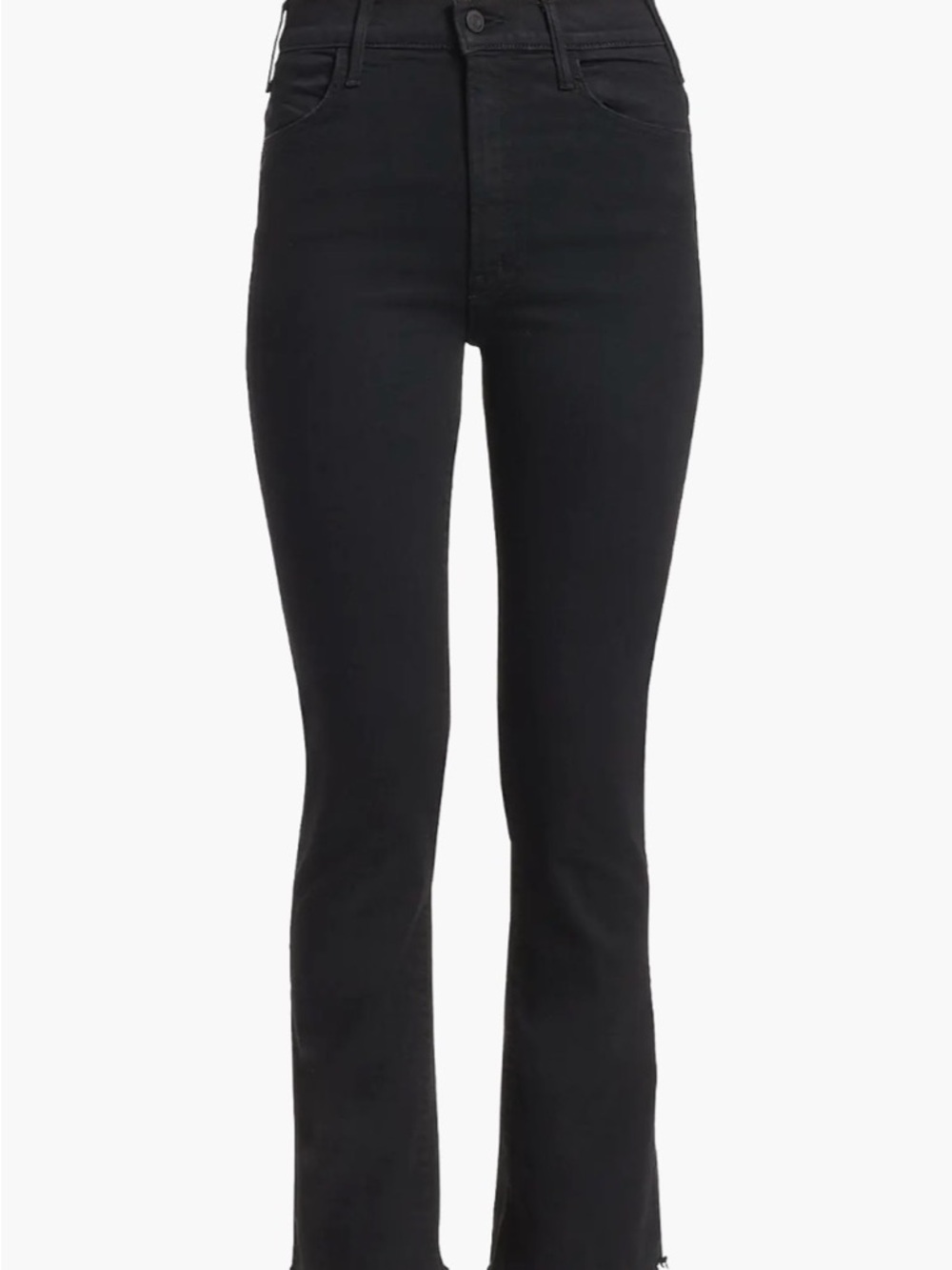 MOTHER The Hustler High-Rise Ankle Fray Jeans - Black